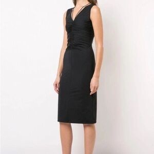 Theory ruched black string midi dress size medium